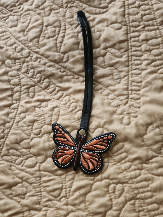 Portland Leather Other - Butterfly Leather Strap Bag Charm in Black, Orange, Brown